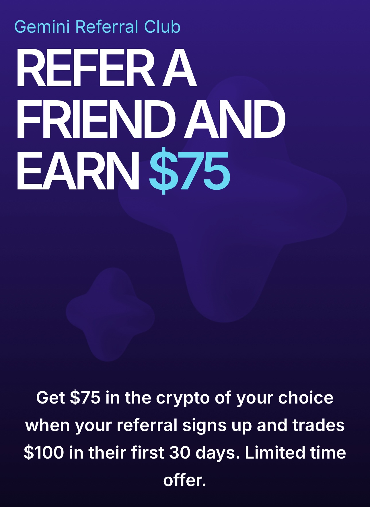 GEMINI $75 USD SIGN UP PROMO CODE - Seedly